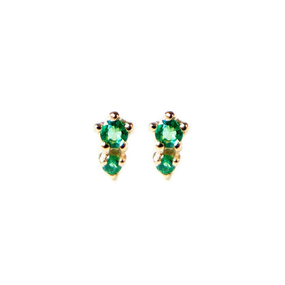 two-stone stud earrings - emerald