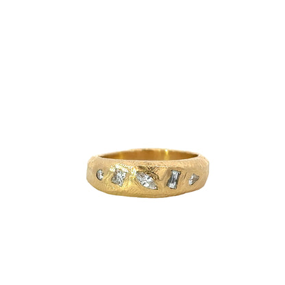 geometric mixed ring band - natural white diamond