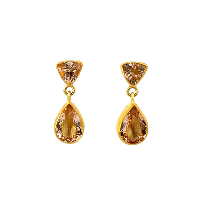 faceted morganite trillion + teardrop earrings