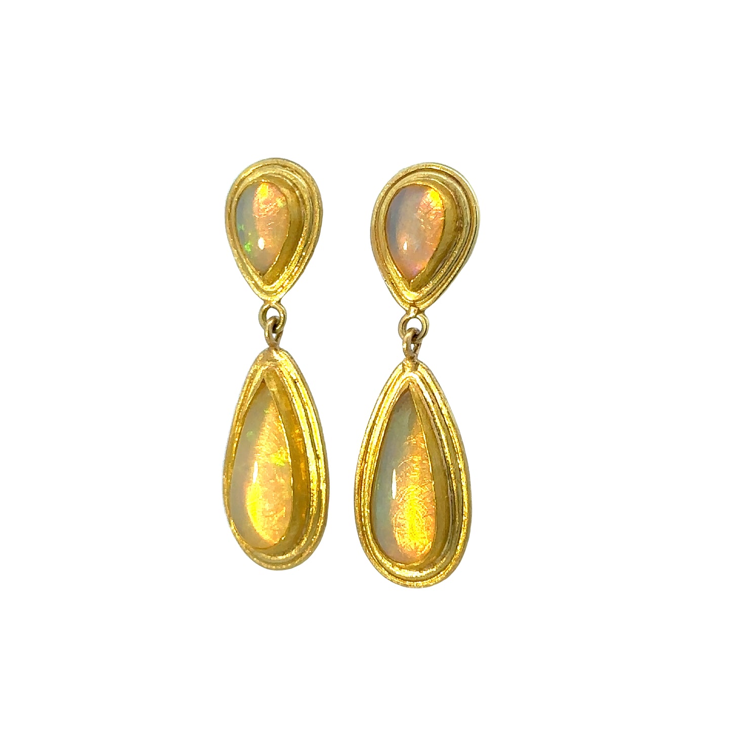 ethiopian opal double-framed teardrop earrings