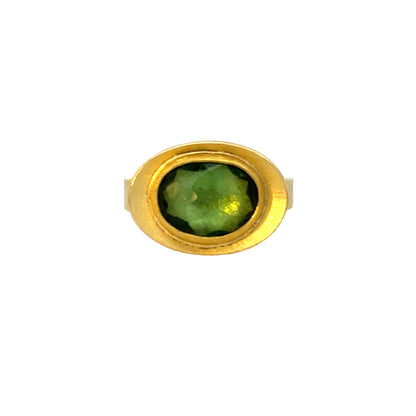 faceted green tourmaline bowl-framed ring