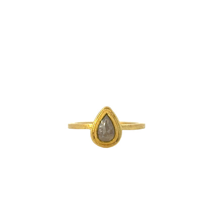 rose-cut diamond framed teardrop ring