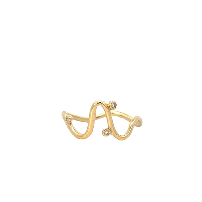 wavy squiggle ring - white diamond