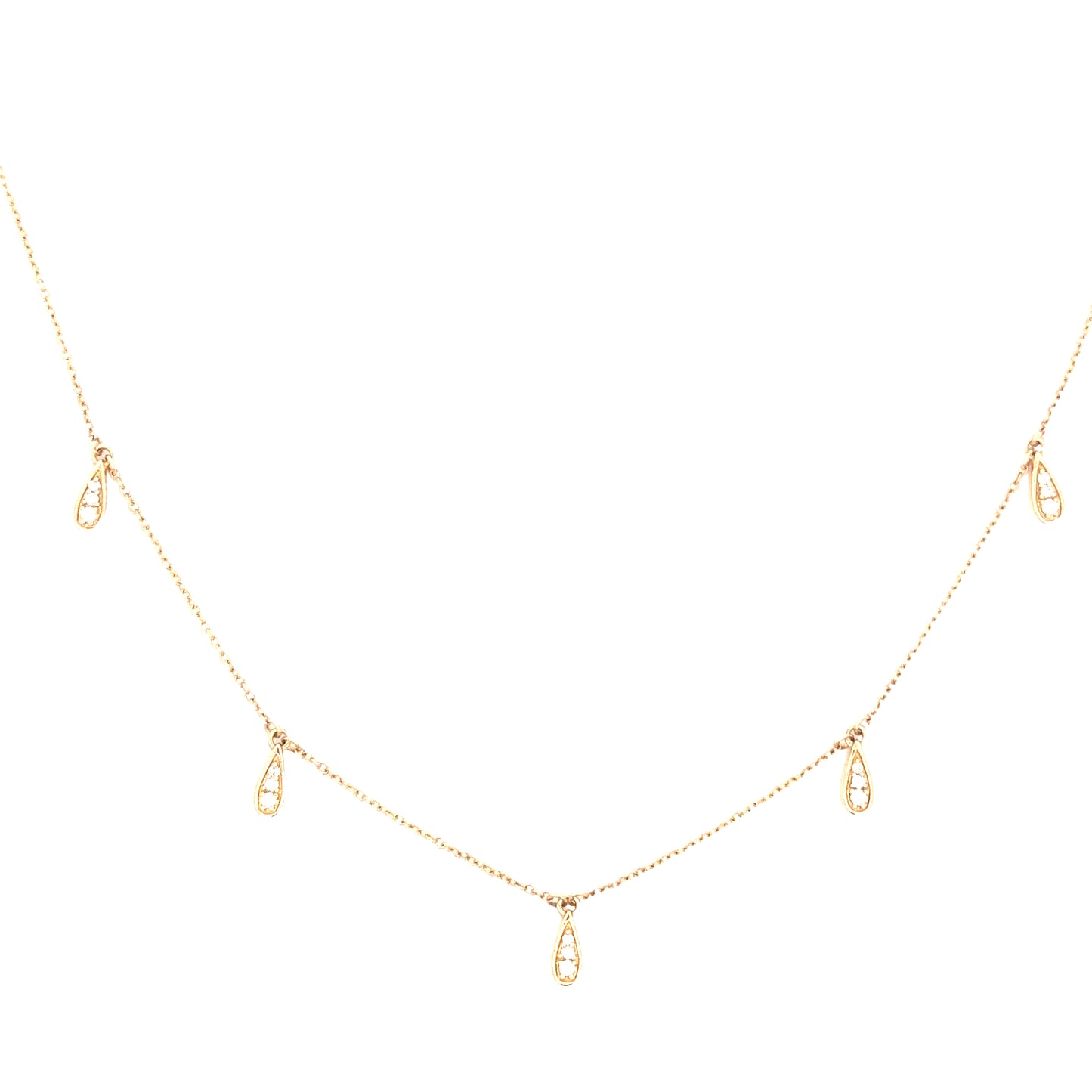 teardrop station necklace - natural diamond