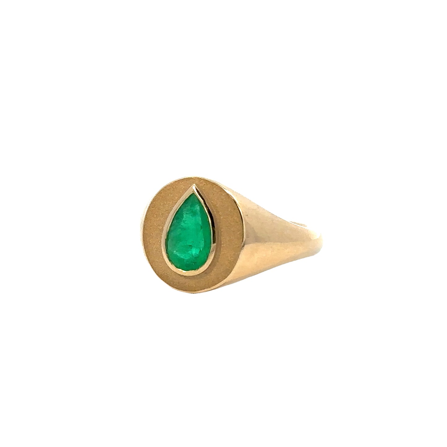 pear-cut emerald signet ring