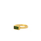 faceted rectangle east-west green tourmaline ring