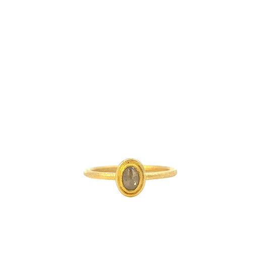 rose-cut diamond oval framed ring