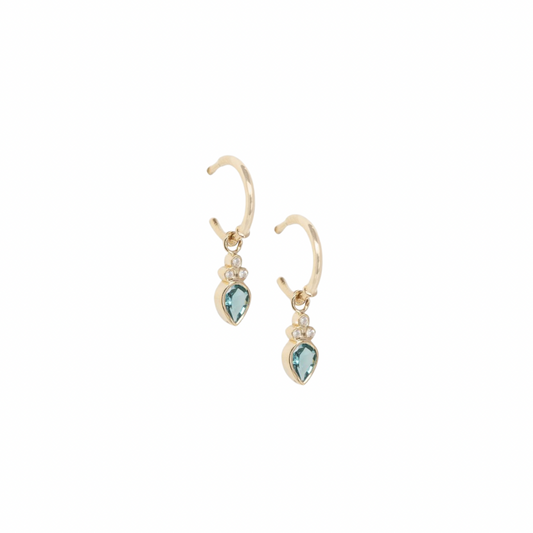 blue tourmaline & diamond hoop earrings