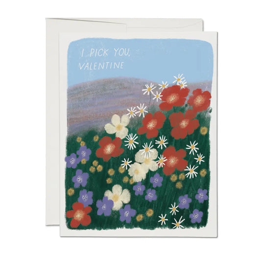 picking flowers valentine's day card