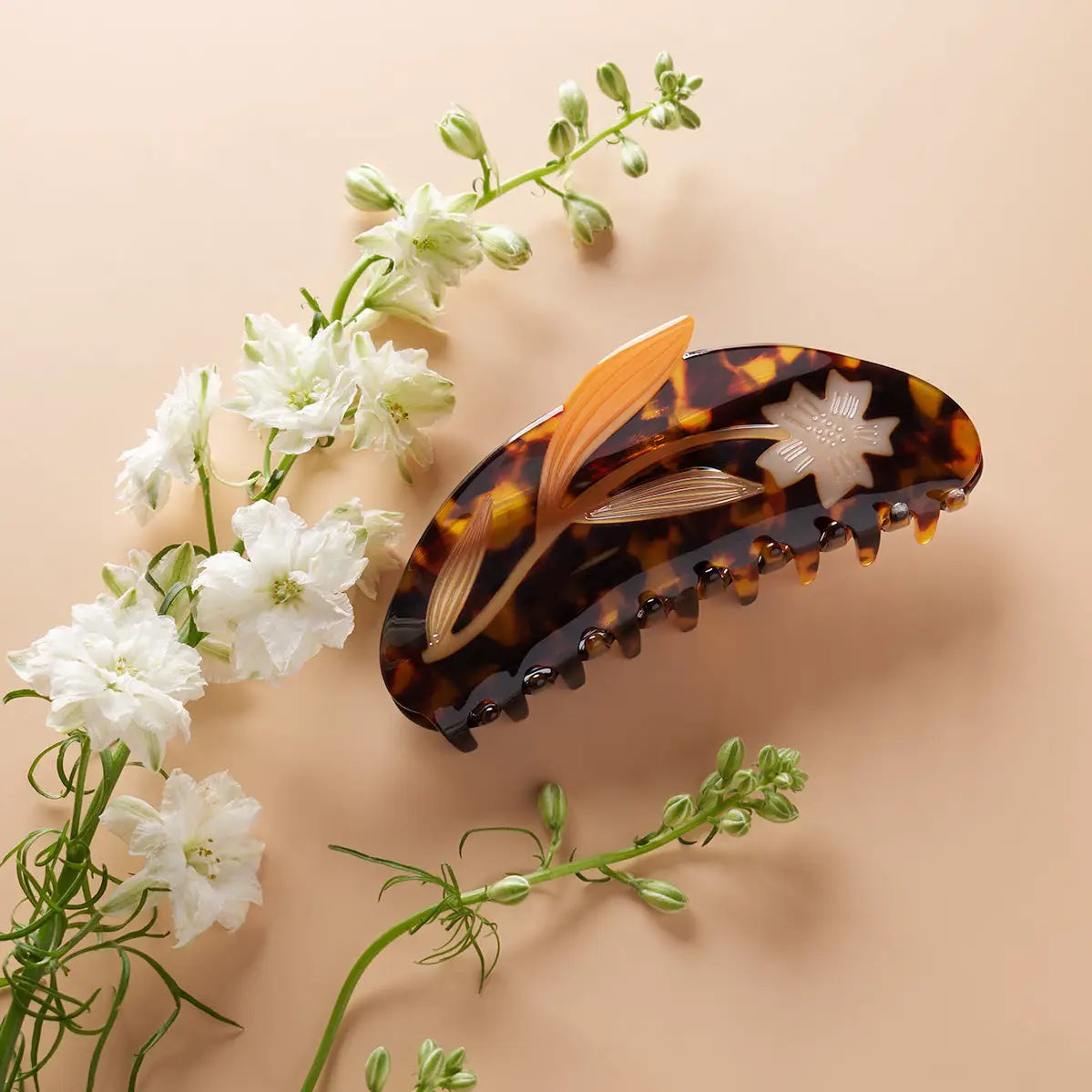 long floral claw hair clip