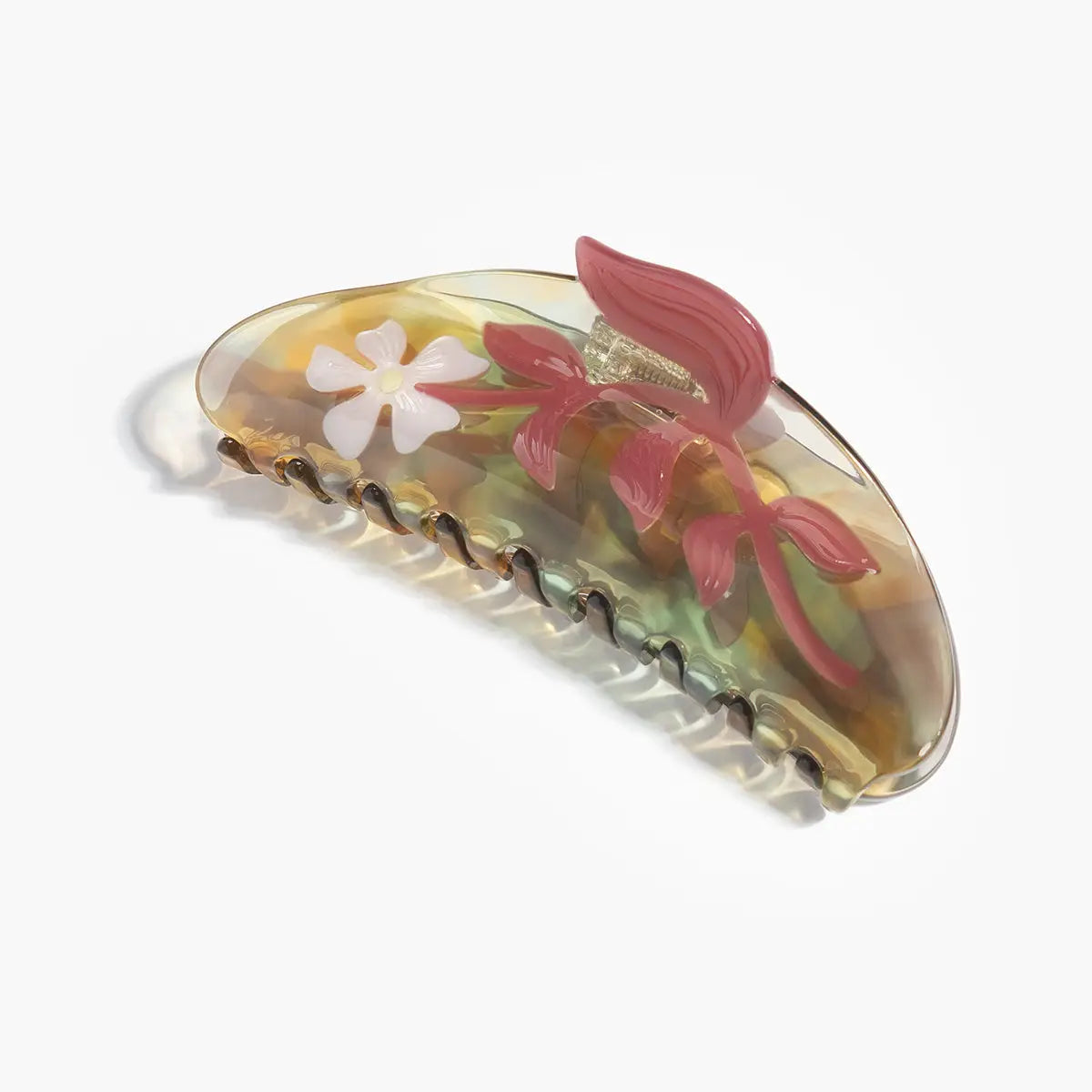 long floral claw hair clip