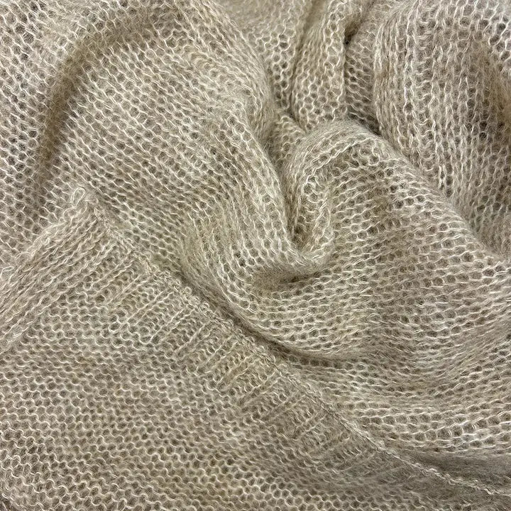 handwoven knit alpaca scarf / soft beige