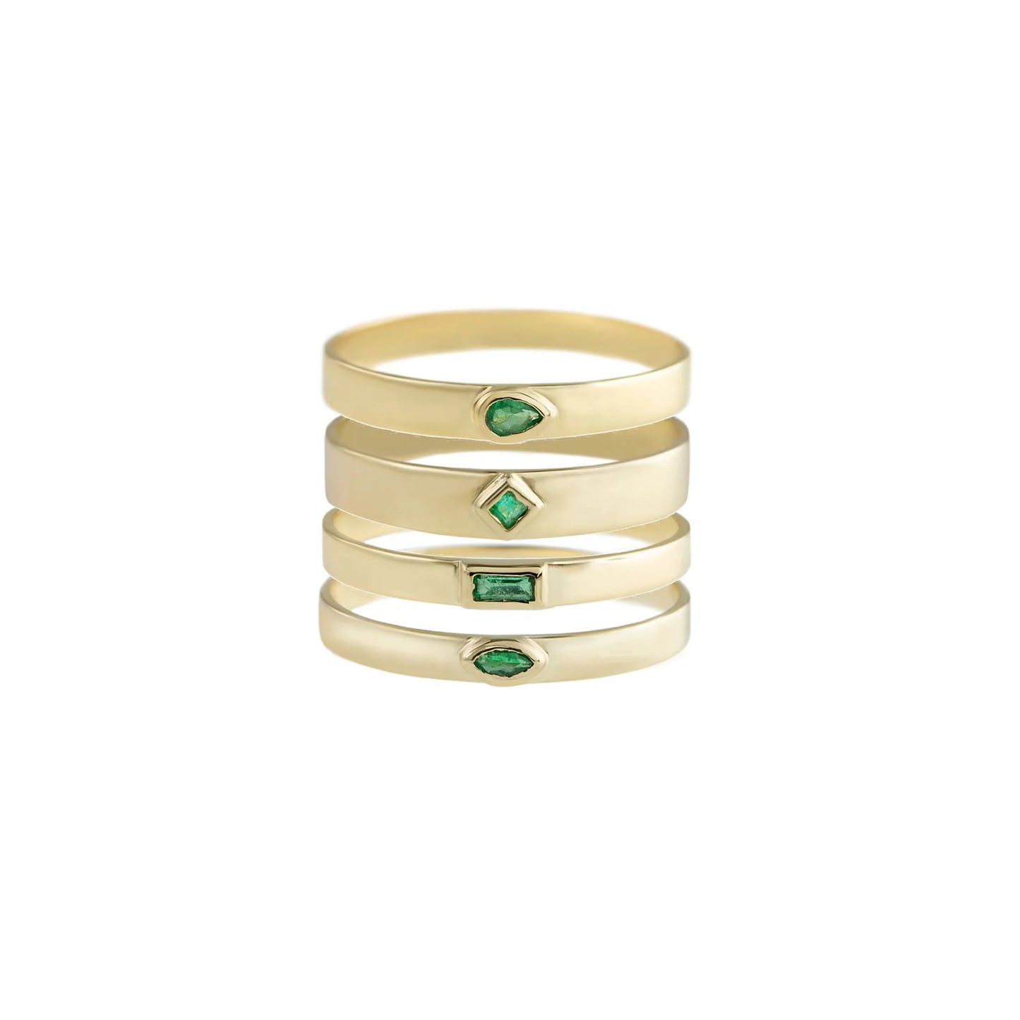 métier / emerald flat stacking ring band