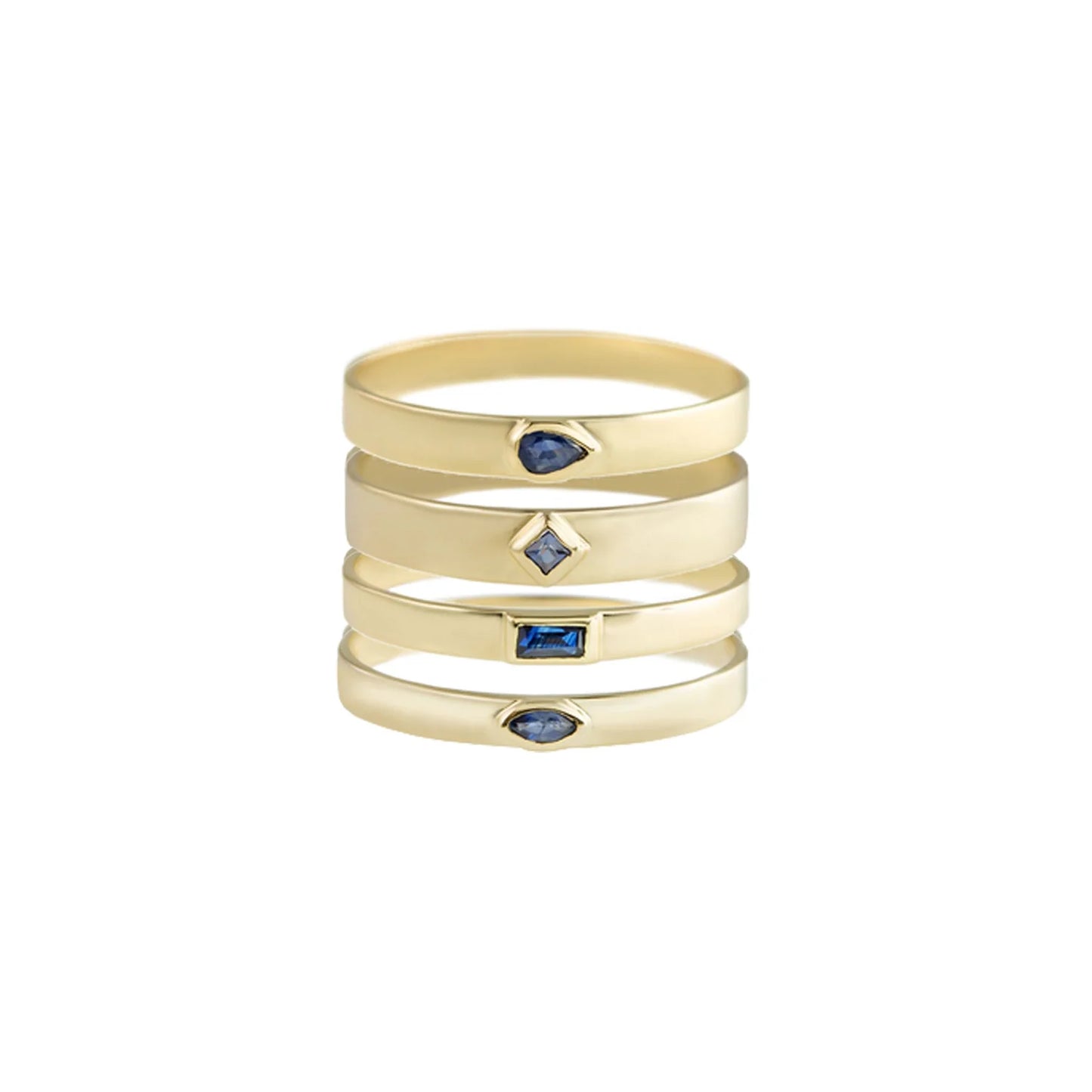 métier / blue sapphire flat stacking ring band