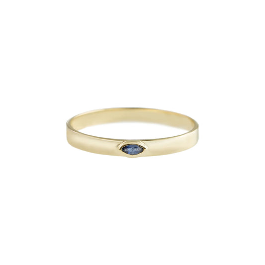 métier / blue sapphire flat stacking ring band