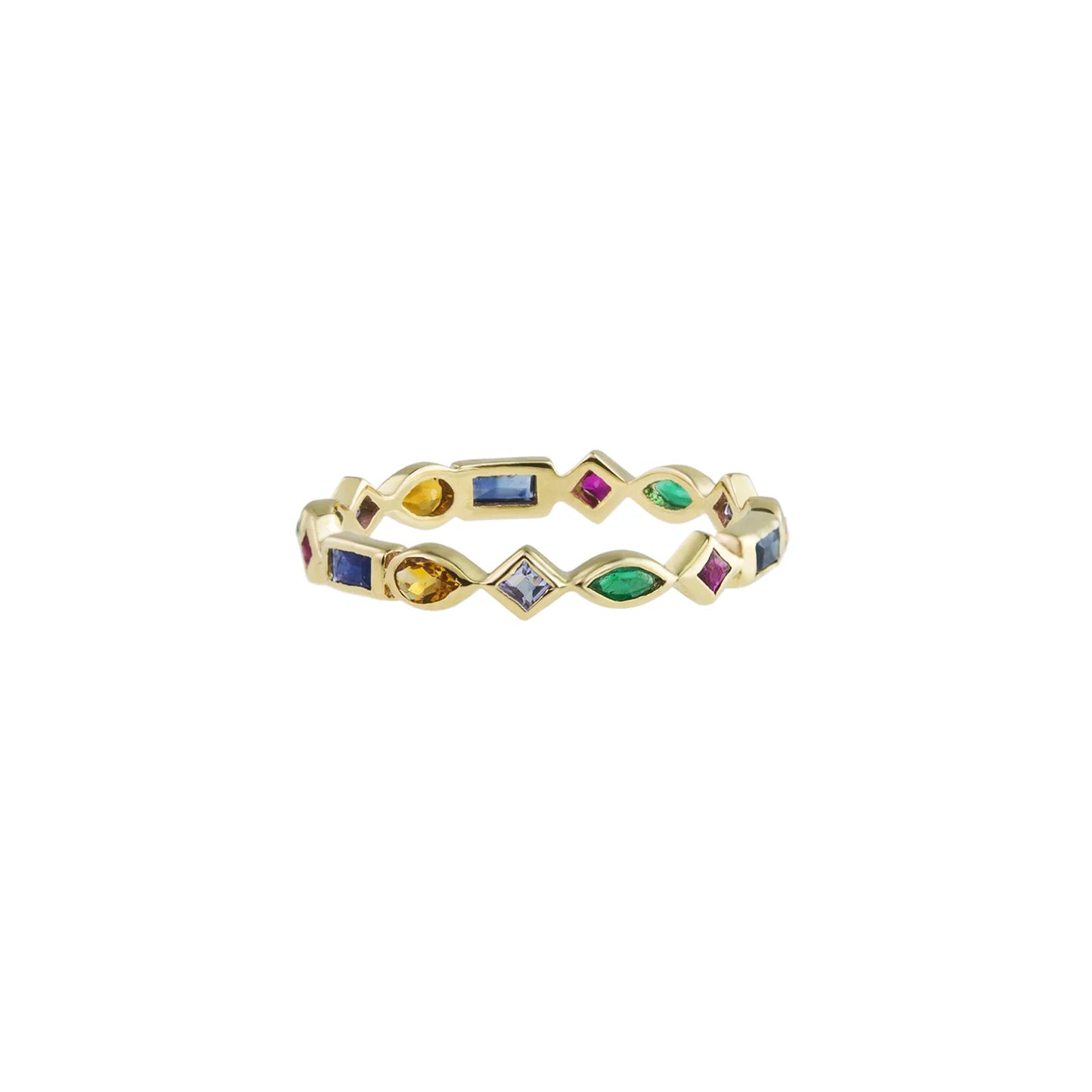 métier / mixed cut full eternity ring band - rainbow