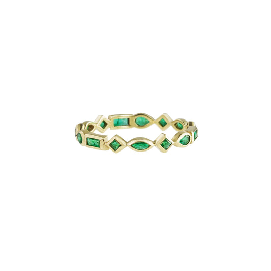 métier / mixed cut full eternity ring band - emerald