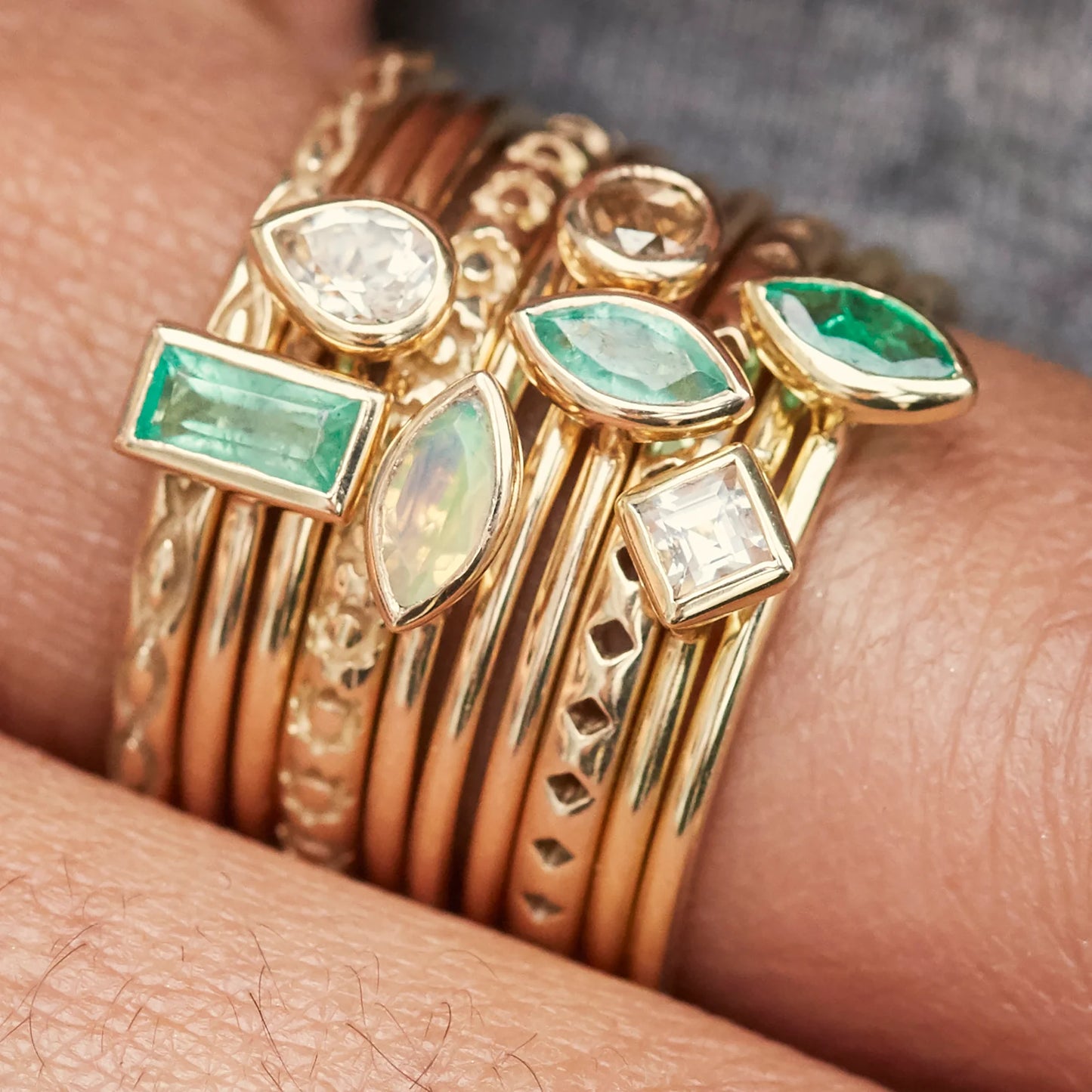 métier / aquamarine stacking ring