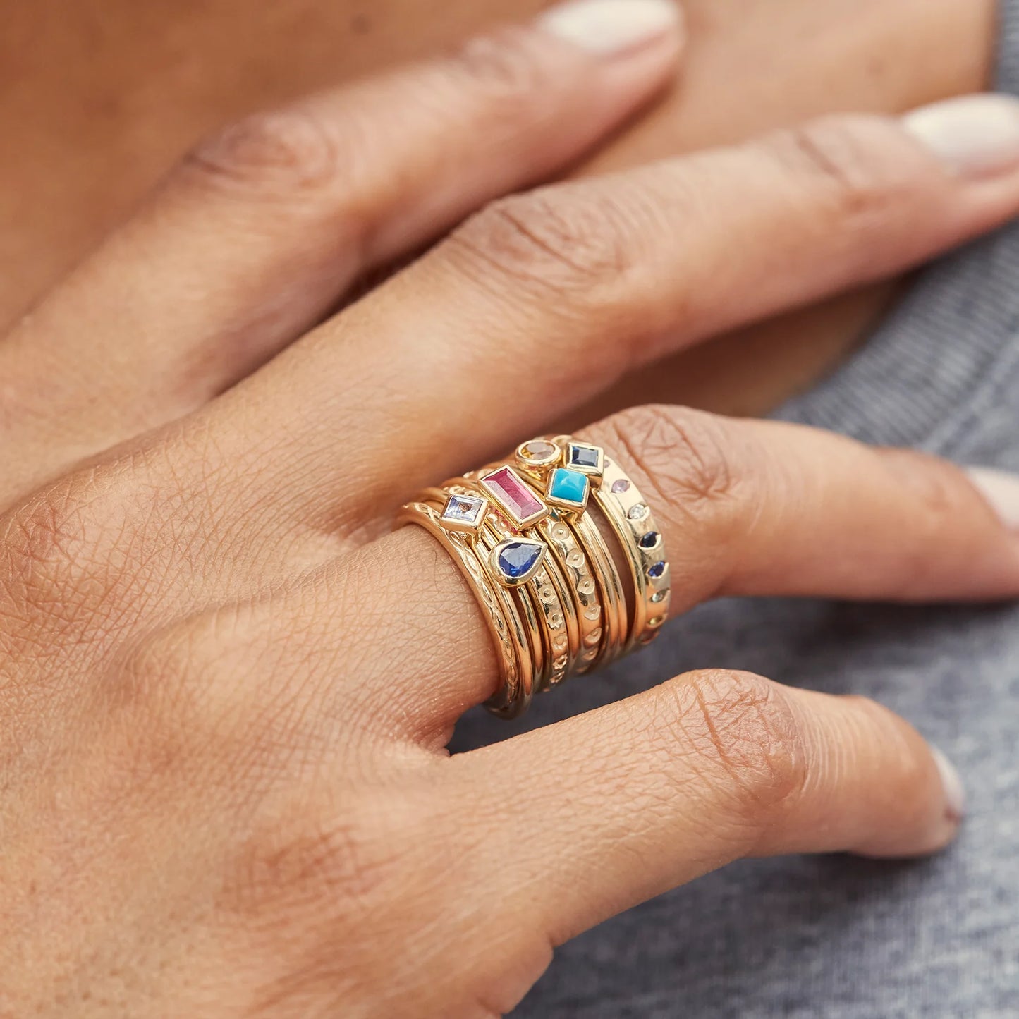 métier / aquamarine stacking ring