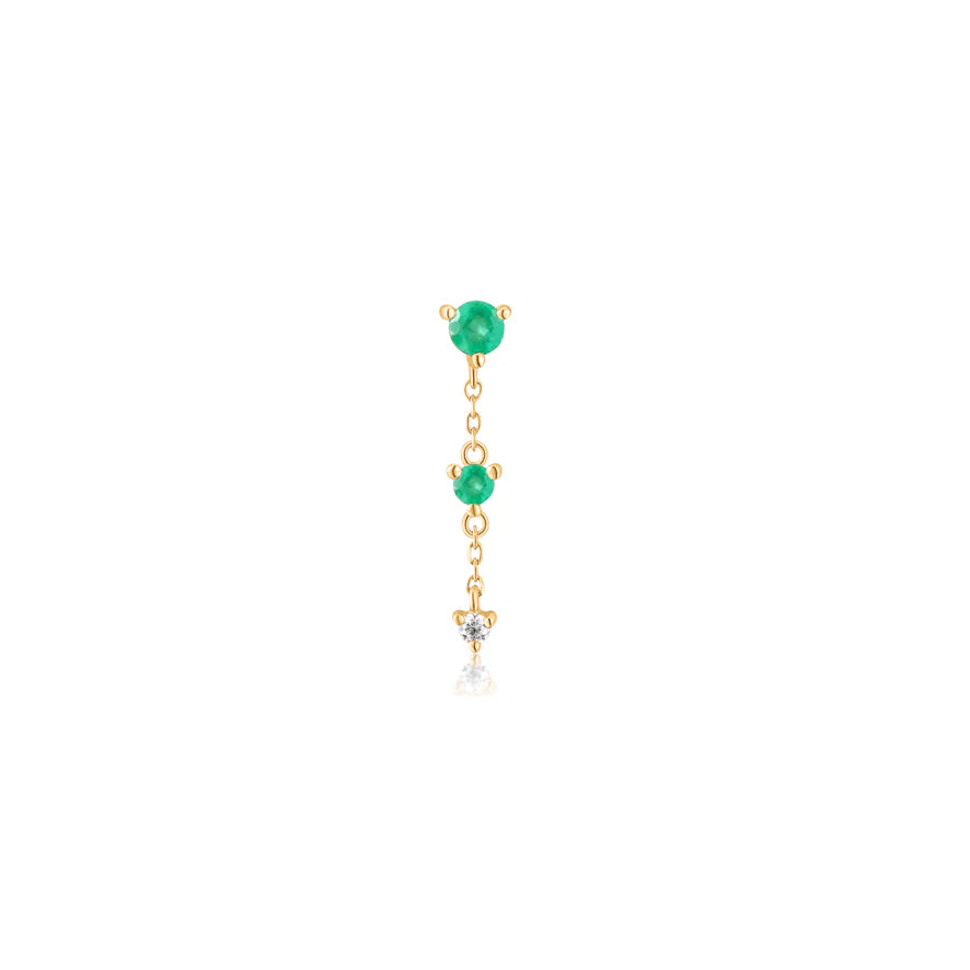 métier / petite emerald + diamond chain stud earring - single