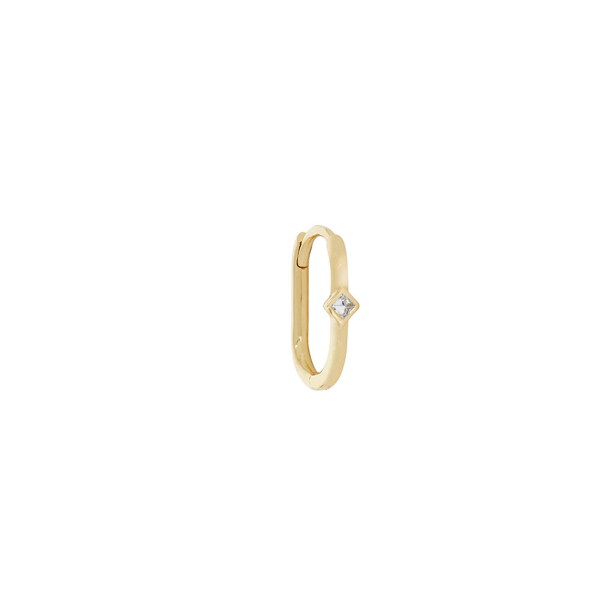 métier / reverse-set princess diamond oval clicker hoop earring - single