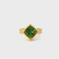 faceted square deep green tourmaline ring