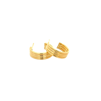 ribbed post hoop earrings - 13mm