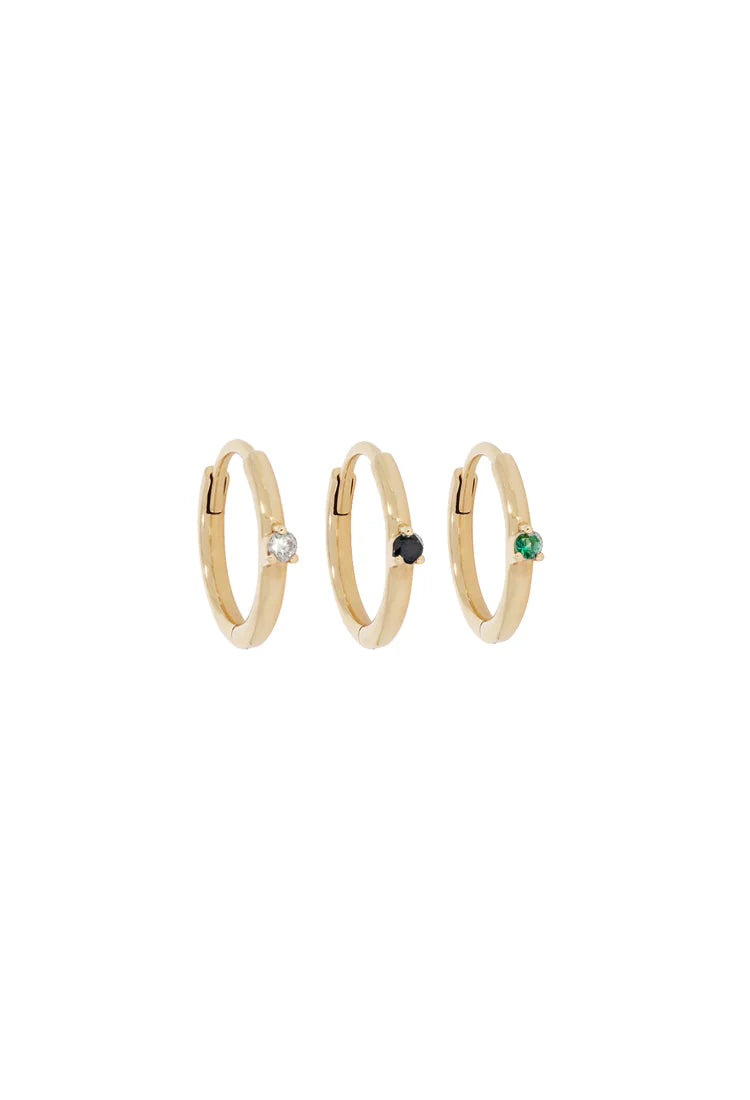 métier / three claw gemstone clicker hoop earring - single