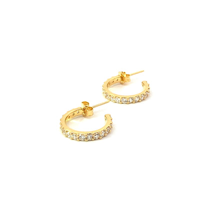 continuous prong stone post hoop earrings - cz