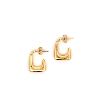 rectangle puffed mod post hoop earrings