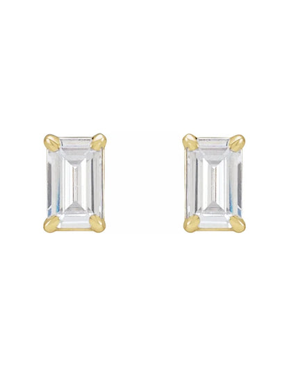 emerald cut grown diamond stud earrings