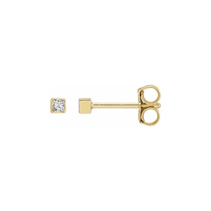 square bezel stud earrings - natural diamond