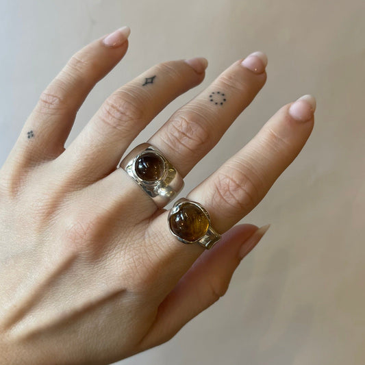 cigar band bezel ring - smoky quartz