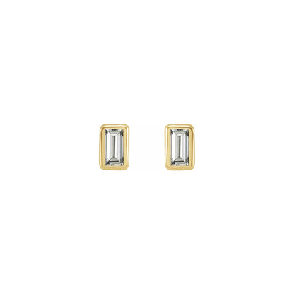 baguette bezel stud earrings - natural diamond