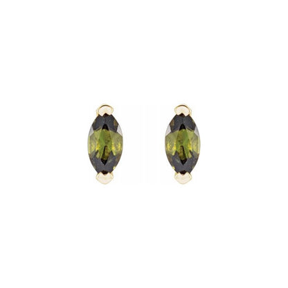 green tourmaline marquise stud earrings