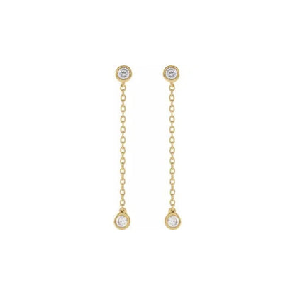 grown diamond dangling chain stud earrings