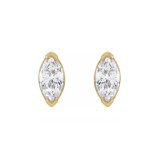 marquise prong stud earrings - grown diamond