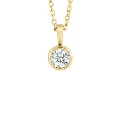 round solitaire pendant necklace - grown diamond