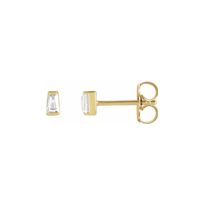 tapered baguette stud earrings - natural diamond