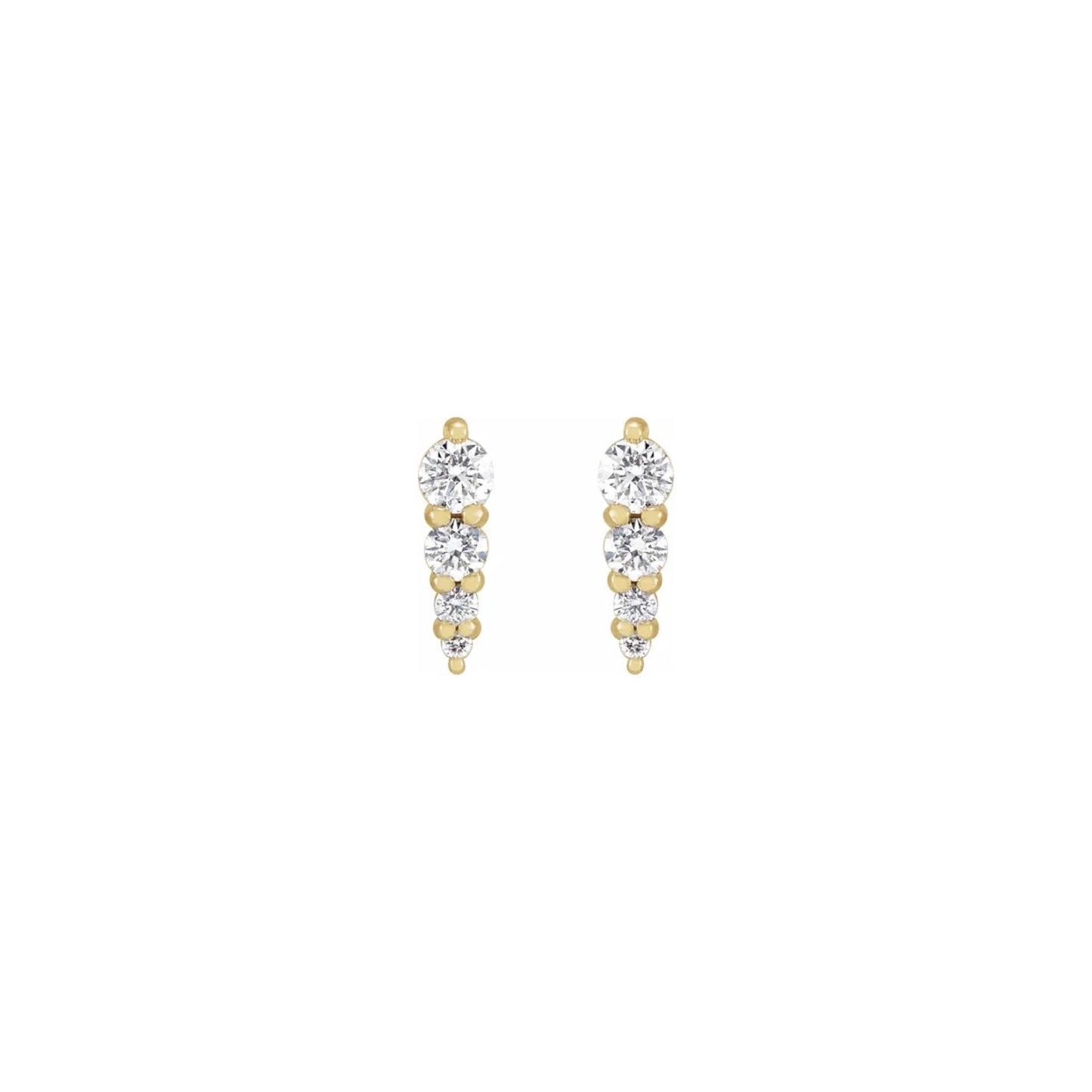 four-stone graduated bar stud earrings - natural diamond