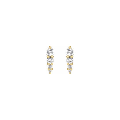 four-stone graduated bar stud earrings - natural diamond