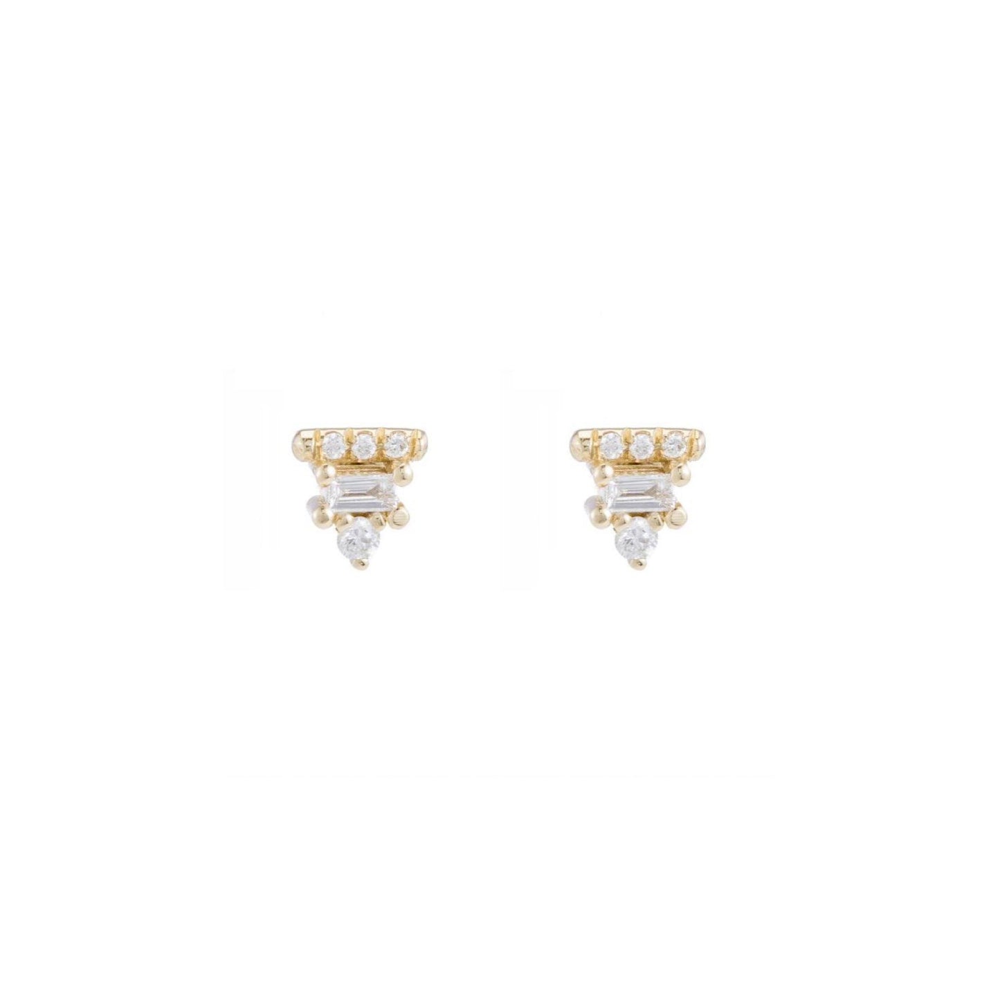 baguette bar stud earring - natural diamond - single