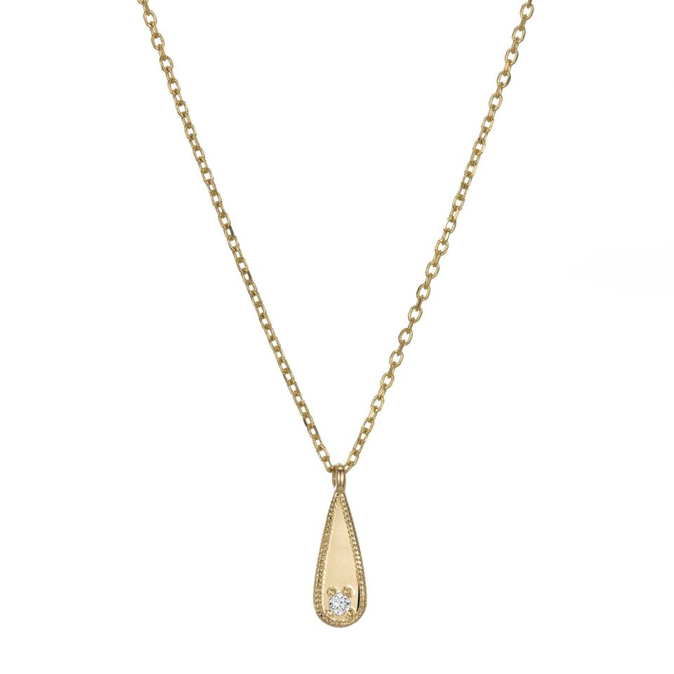 long teardrop mirror pendant necklace - natural diamond