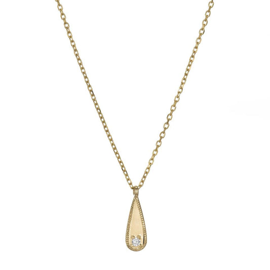 long teardrop mirror pendant necklace - natural diamond