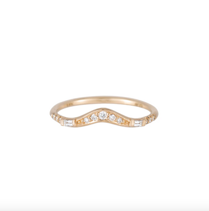 baguette wave band - natural diamond