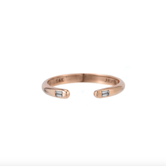 baguette half round cuff ring - natural diamond