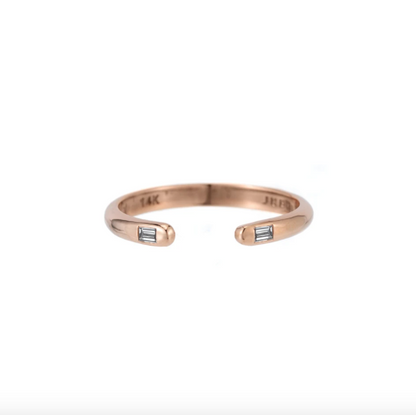 baguette half round cuff ring - natural diamond