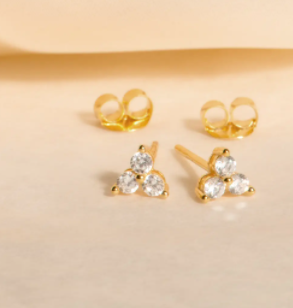 small trio stud earrings - cz