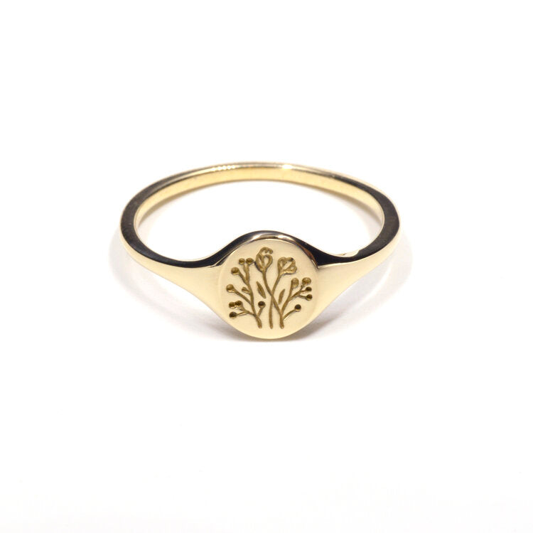 gold mini signet ring - wildflower